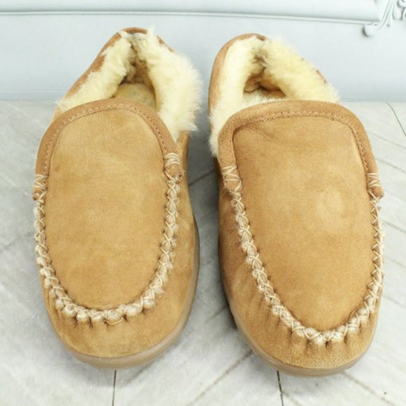 LL Bean Brown Suede Wicked Good Shearling Lined Venetian Slippers Size 7 M - Picture 5 of 9